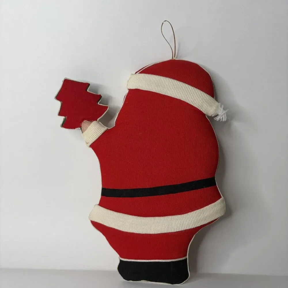 Vintage Classic Christmas Wall Hanging Santa Fabric Handmade 9